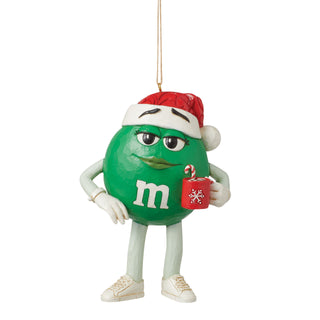 Jim Shore M&M's: Green M&M With Santa Hat Hanging Ornament sparkle-castle