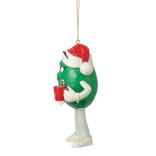 Jim Shore M&M's: Green M&M With Santa Hat Hanging Ornament sparkle-castle