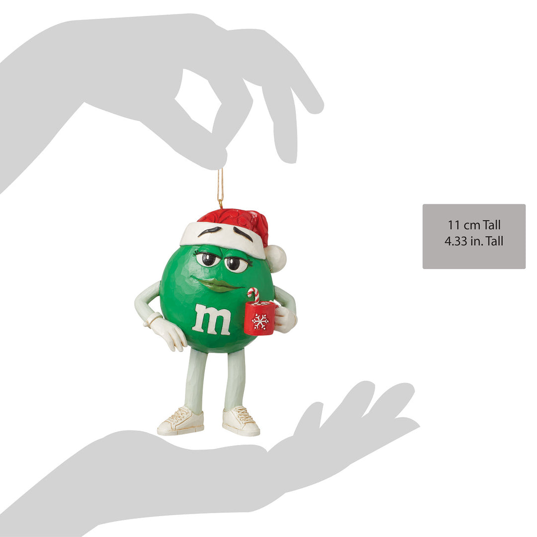 Jim Shore M&M's: Green M&M With Santa Hat Hanging Ornament sparkle-castle