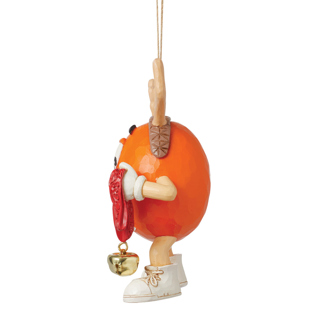 Jim Shore M&M's: Orange M&M With Strand of Bells Hanging Ornament sparkle-castle