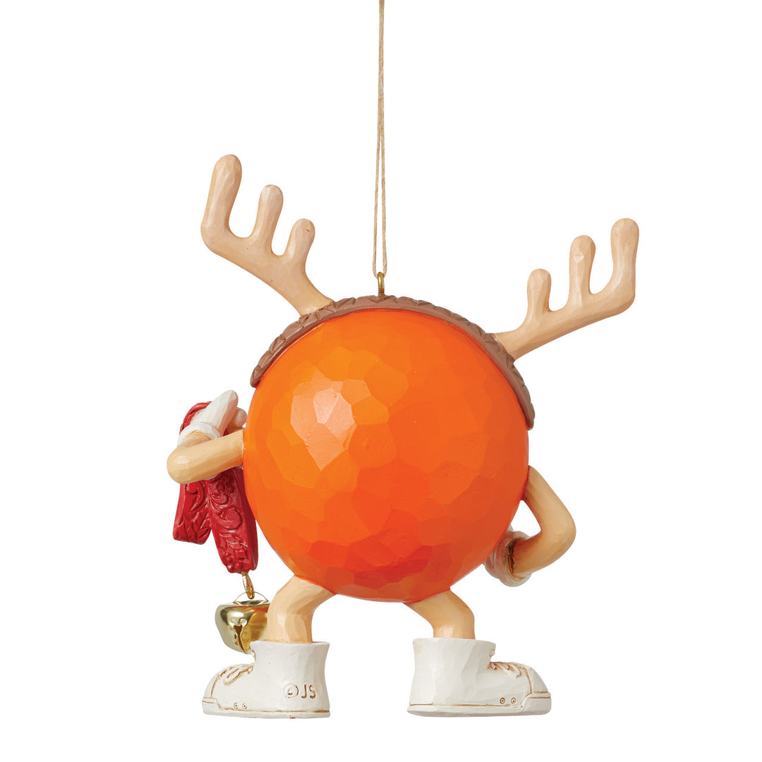Jim Shore M&M's: Orange M&M With Strand of Bells Hanging Ornament sparkle-castle