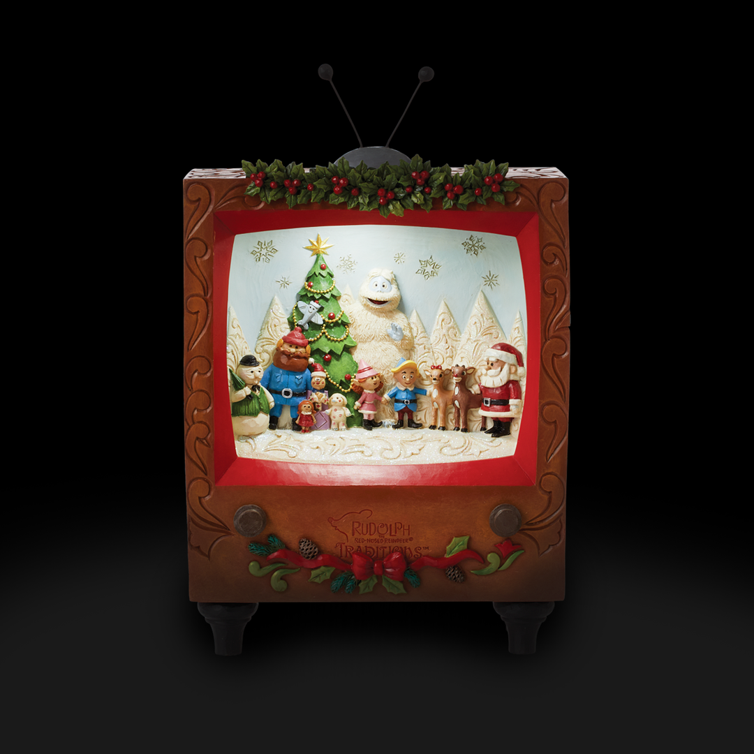 Jim Shore Rudolph Traditions: Rudolph Diorama TV Scene Masterpiece Figurine sparkle-castle