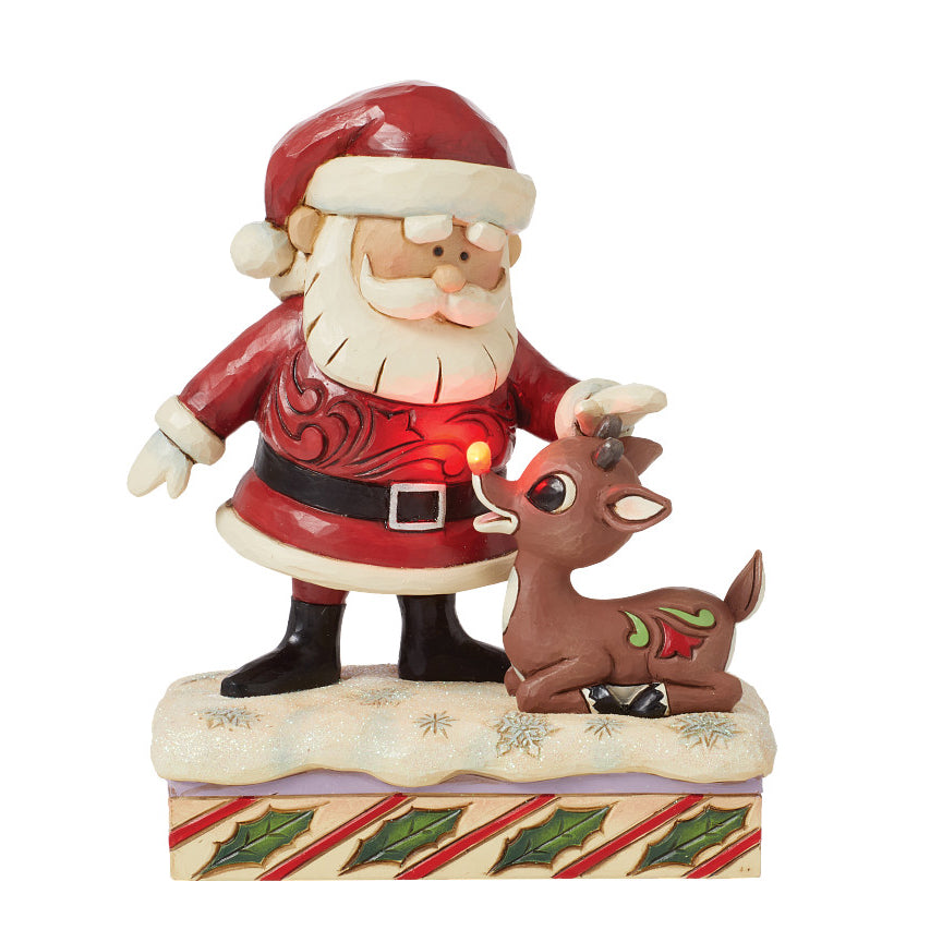 Jim Shore Rudolph Traditions: Santa Petting Rudolph Figurine sparkle-castle