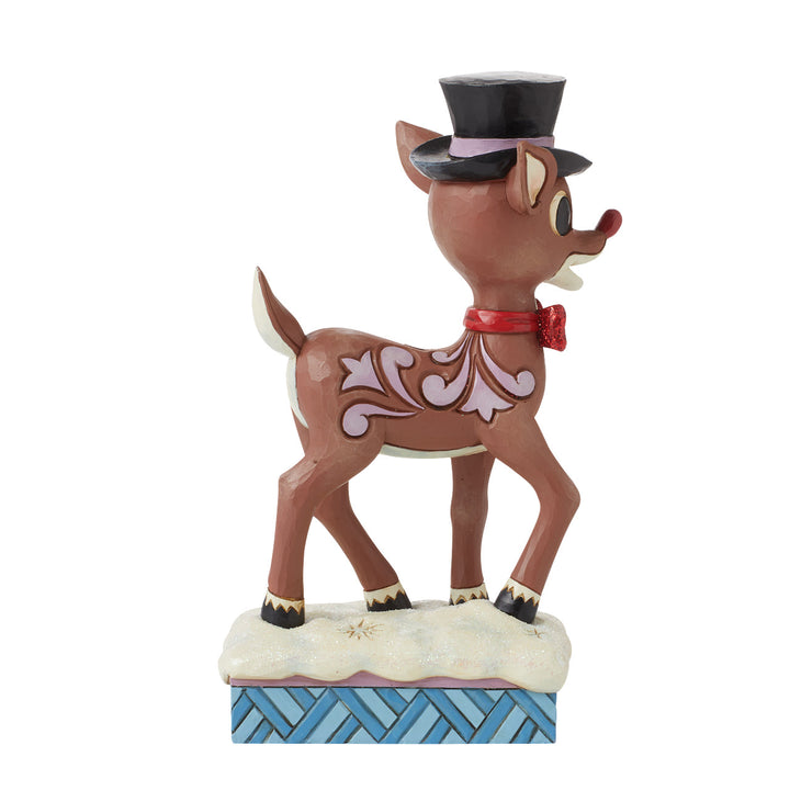 Jim Shore Rudolph Traditions: Rudolph Wearing Top Hat and Bowtie Figurine sparkle-castle