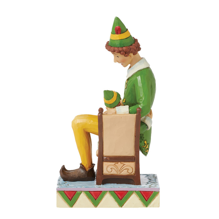 Jim Shore Elf: Buddy Sitting On Papa Elf's Lap Figurine sparkle-castle