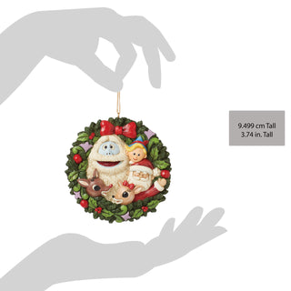 Jim Shore Rudolph Traditions: Group Portrait in Wreath Hanging Ornament sparkle-castle