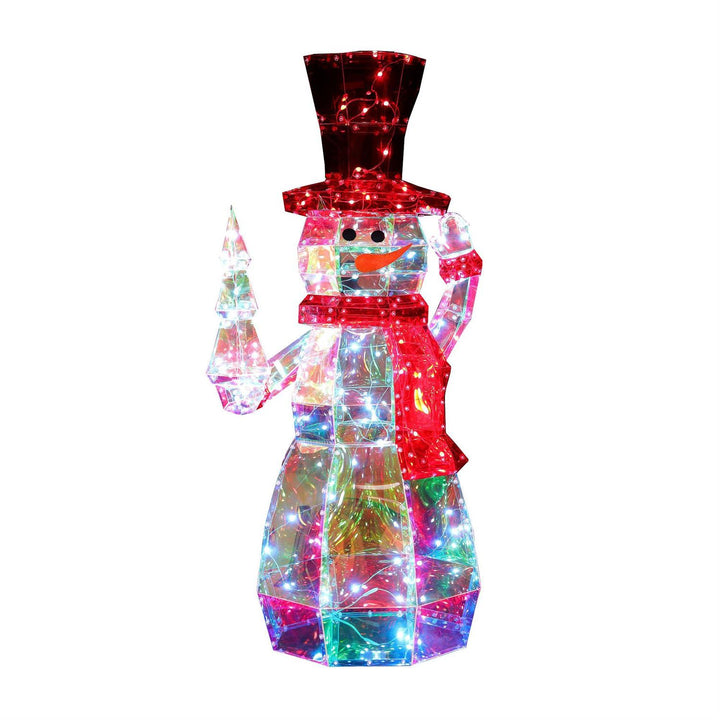 Department 56 Christmas Basics: Lit Prism Snowman With Tree sparkle-castle