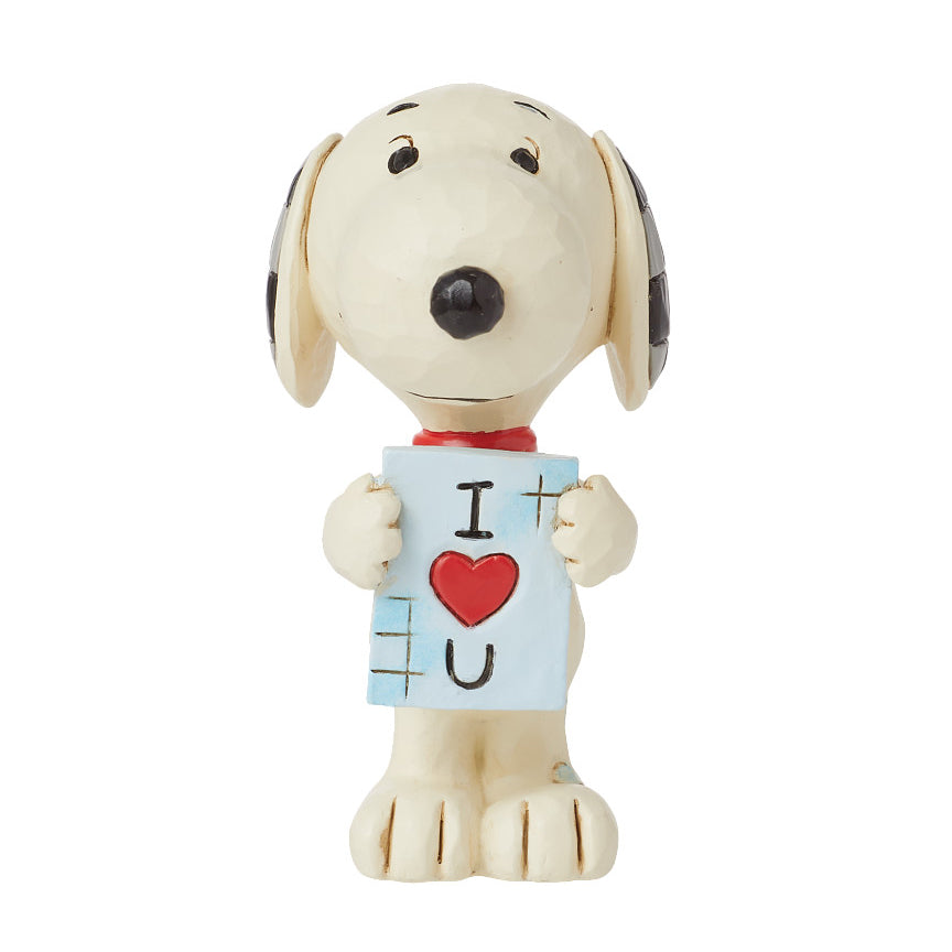 Jim Shore Peanuts: Snoopy I Love You Card Mini Figurine sparkle-castle