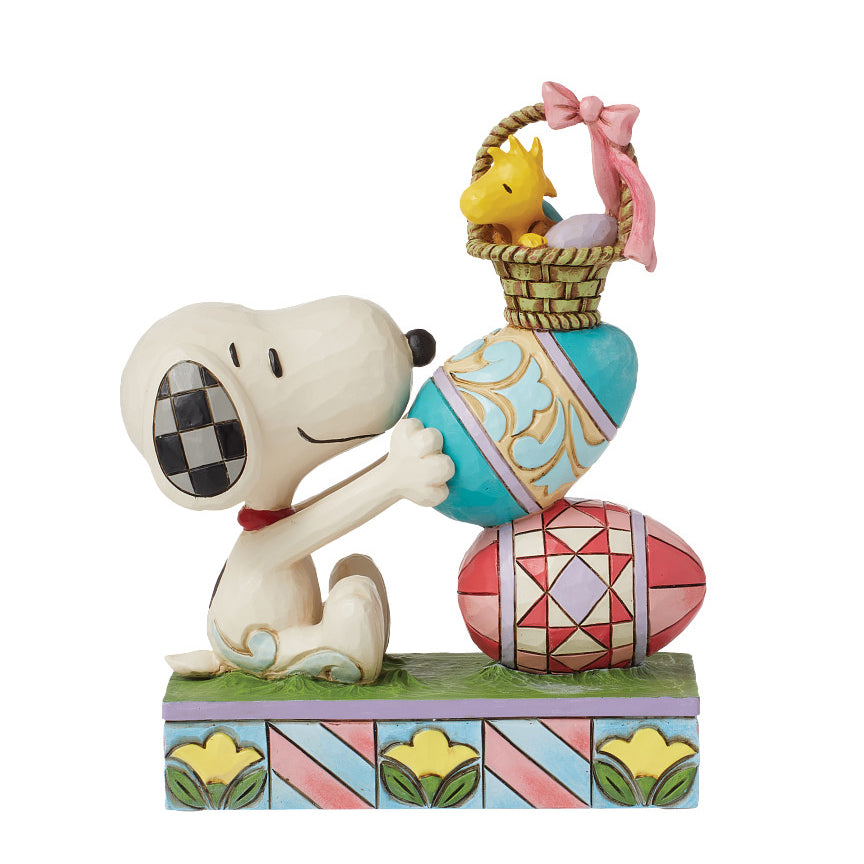 Jim Shore Peanuts: Snoopy & Woodstock Stacking Easter Eggs Figurine ...