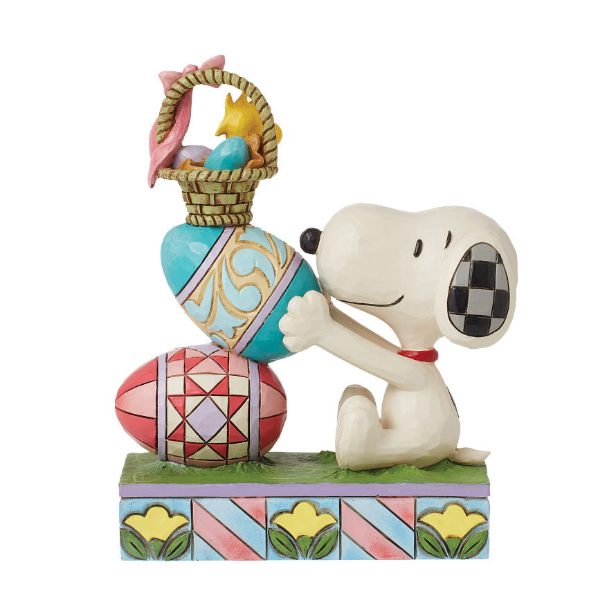 Jim Shore Peanuts: Snoopy & Woodstock Stacking Easter Eggs Figurine sparkle-castle