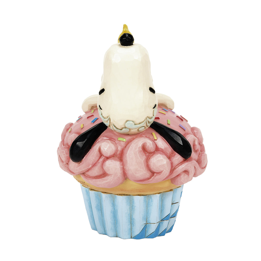 Jim Shore Peanuts: Snoopy & Woodstock Laying on Cupcake Figurine sparkle-castle