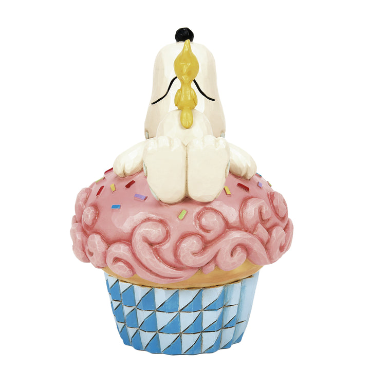 Jim Shore Peanuts: Snoopy & Woodstock Laying on Cupcake Figurine sparkle-castle