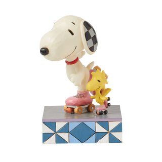 Jim Shore Peanuts: Snoopy & Woodstock Rollerskating Figurine sparkle-castle