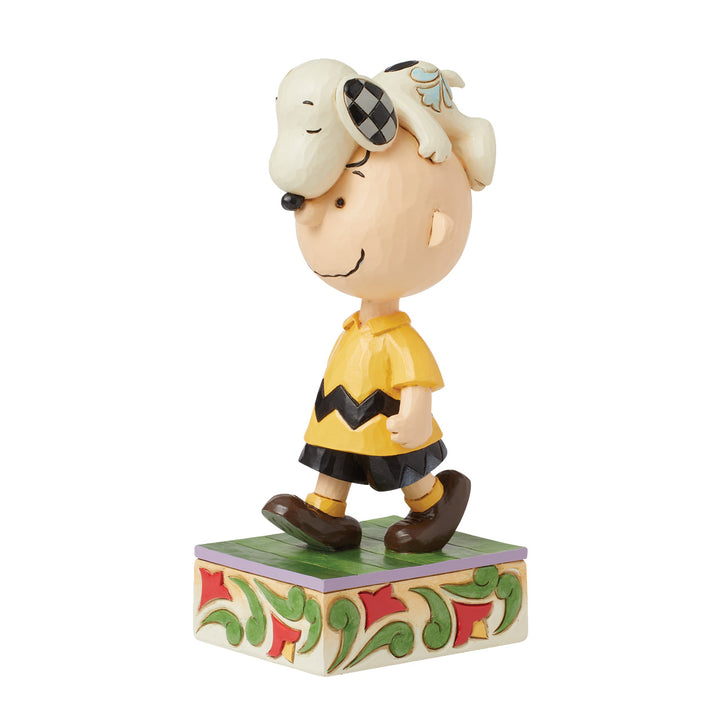 Jim Shore Peanuts: Snoopy Laying on Charlie Brown's Head Figurine sparkle-castle