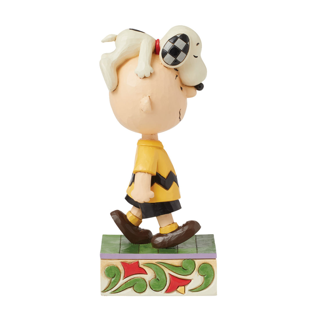 Jim Shore Peanuts: Snoopy Laying on Charlie Brown's Head Figurine sparkle-castle