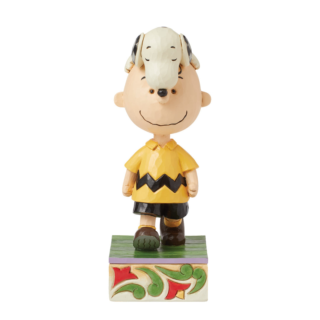 Jim Shore Peanuts: Snoopy Laying on Charlie Brown's Head Figurine sparkle-castle