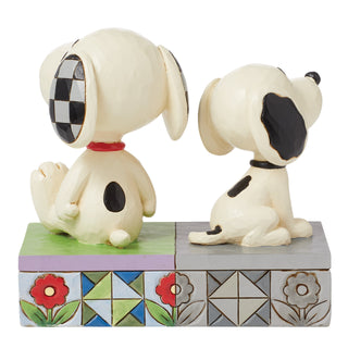 Jim Shore Peanuts: 1950's Snoopy & Today's Snoopy Figurine sparkle-castle