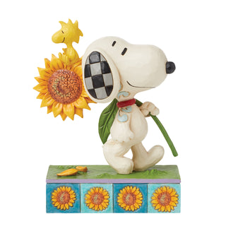 Jim Shore Peanuts: Snoopy & Woodstock With Sunflower Figurine sparkle-castle