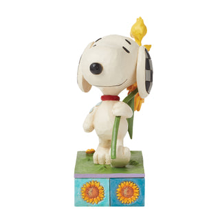 Jim Shore Peanuts: Snoopy & Woodstock With Sunflower Figurine sparkle-castle