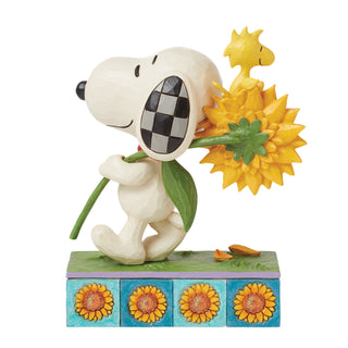 Jim Shore Peanuts: Snoopy & Woodstock With Sunflower Figurine sparkle-castle