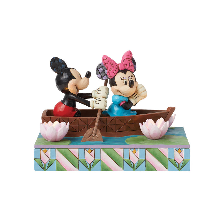 Jim Shore Disney Traditions: Mickey & Minnie In Love Rowboat Figurine sparkle-castle