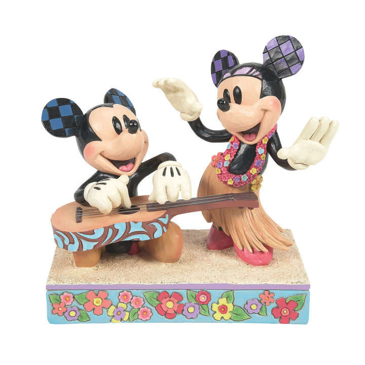 Jim Shore Disney Traditions: Mickey & Minnie Hawaiian Luau Figurine sparkle-castle