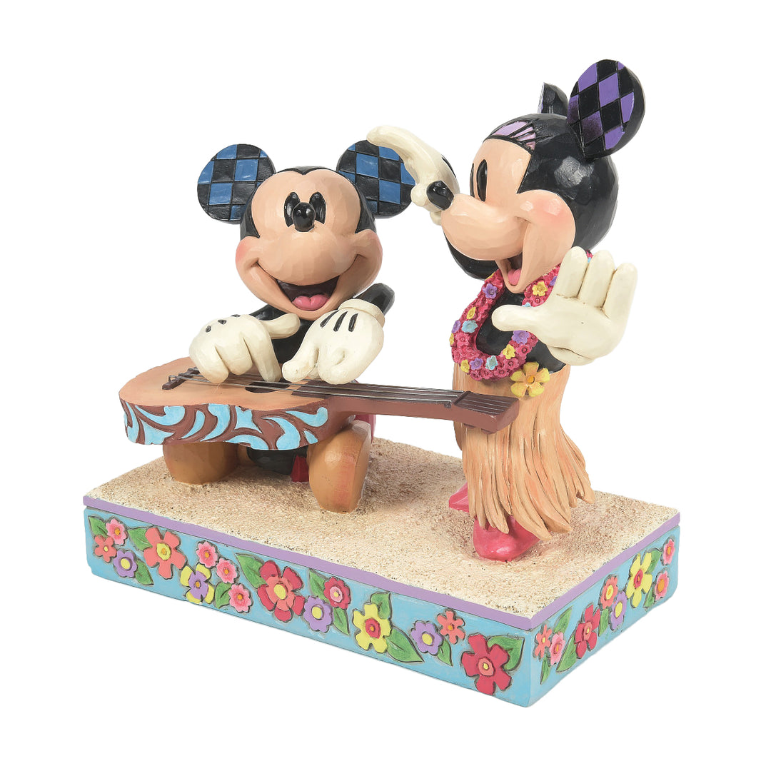 Jim Shore Disney Traditions: Mickey & Minnie Hawaiian Luau Figurine sparkle-castle