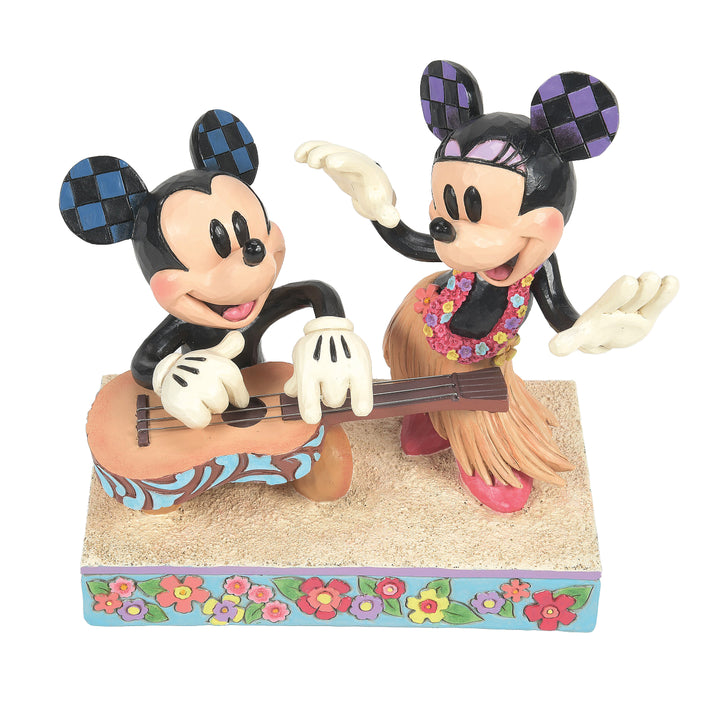 Jim Shore Disney Traditions: Mickey & Minnie Hawaiian Luau Figurine sparkle-castle