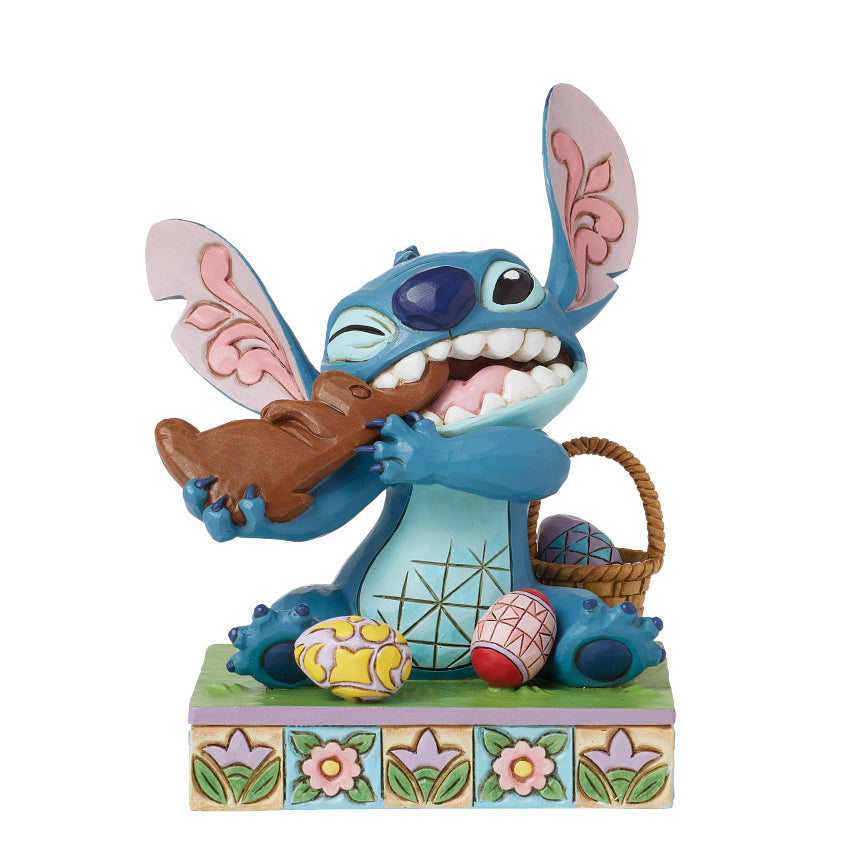 Jim Shore Disney Traditions: Stitch Eating Chocolate Easter Bunny Figurine sparkle-castle