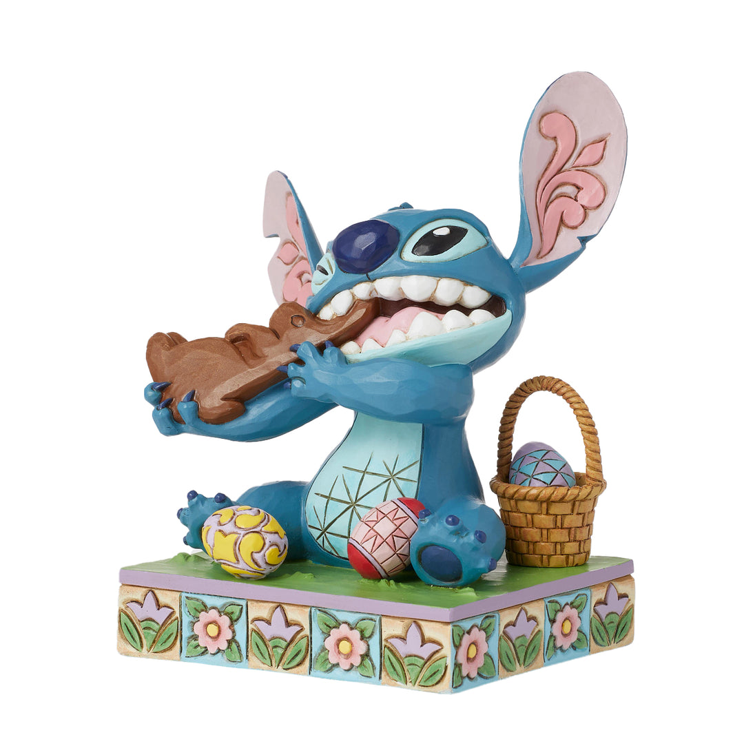 Jim Shore Disney Traditions: Stitch Eating Chocolate Easter Bunny Figurine sparkle-castle