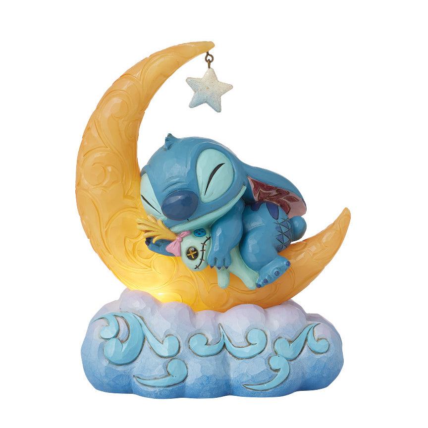 Jim Shore Disney Traditions: Stitch Sleeping on Lit Moon Figurine sparkle-castle