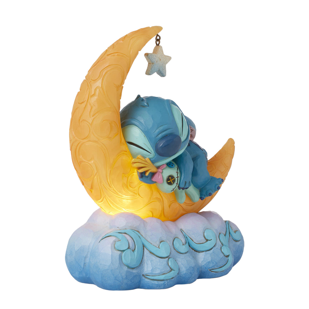 Jim Shore Disney Traditions: Stitch Sleeping on Lit Moon Figurine sparkle-castle