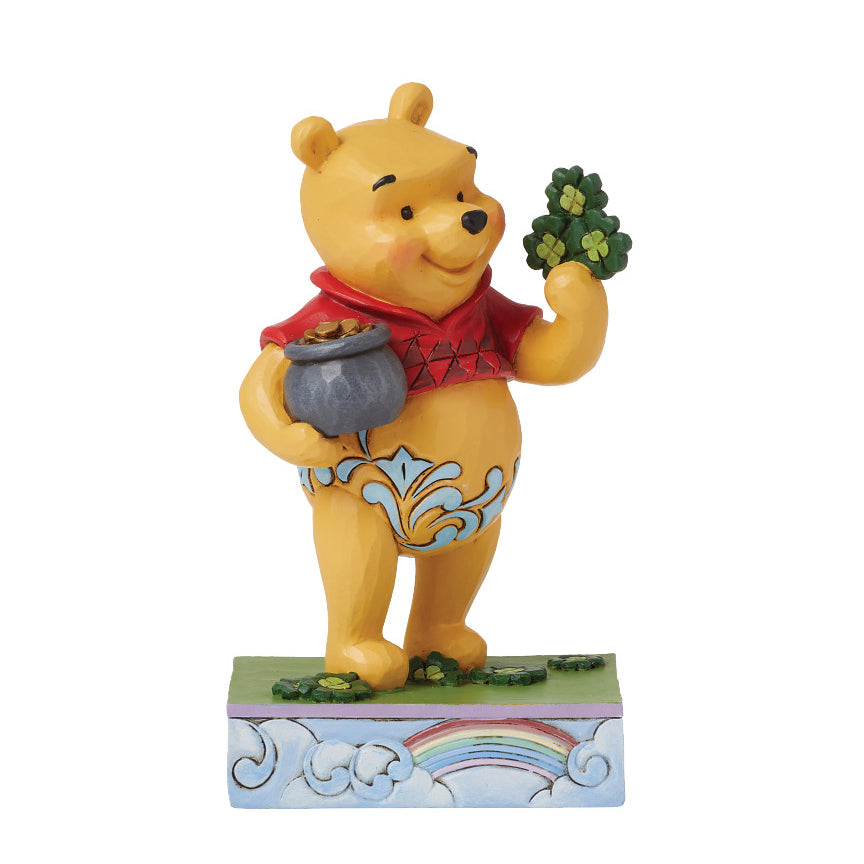 Jim Shore Disney Traditions: Pooh With Clover and Pot of Gold Figurine sparkle-castle