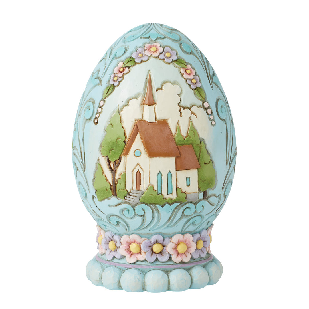 Jim Shore Heartwood Creek: Easter Egg with Church Scene Figurine sparkle-castle