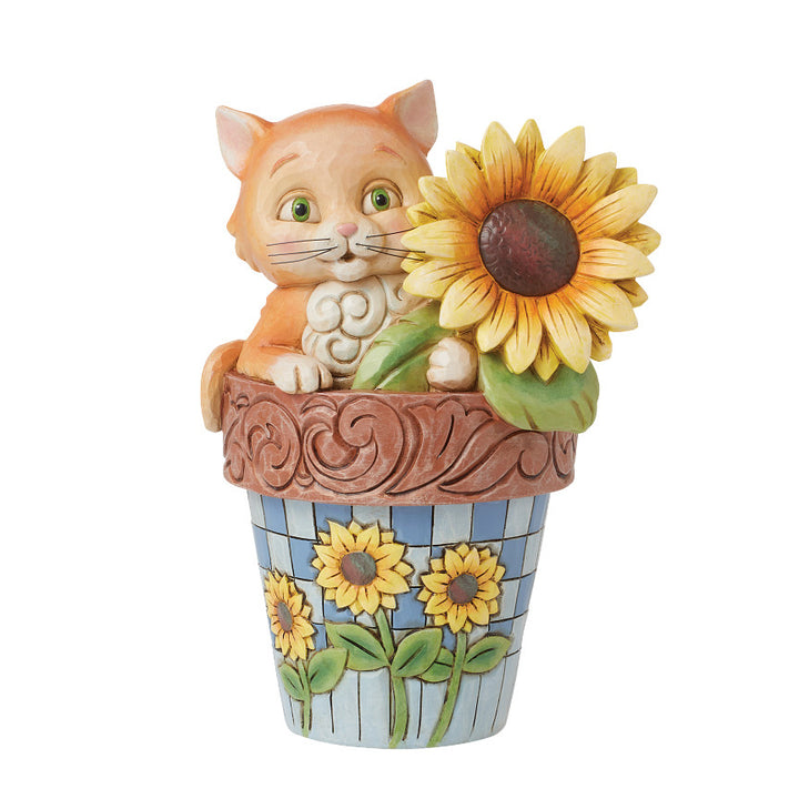 Jim Shore Heartwood Creek: Cat In Flowerpot Figurine sparkle-castle