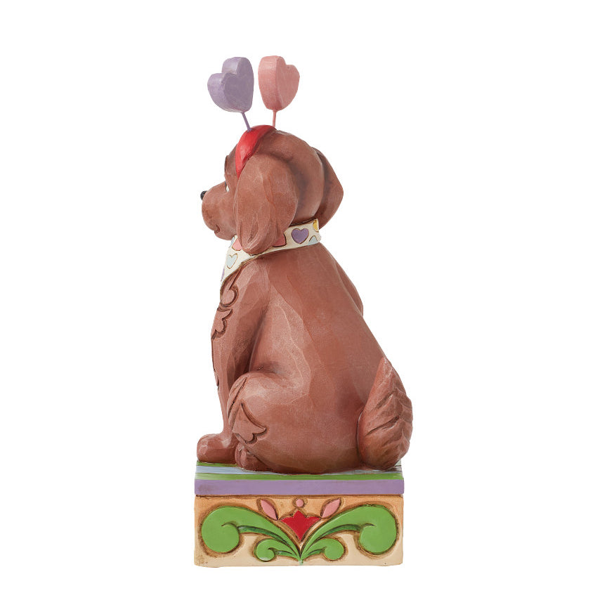 Jim Shore Sweethearts: Cute Dog With Message Heart Headband and Bandana Figurine sparkle-castle