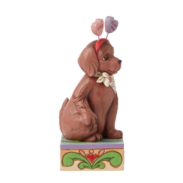 Jim Shore Sweethearts: Cute Dog With Message Heart Headband and Bandana Figurine sparkle-castle