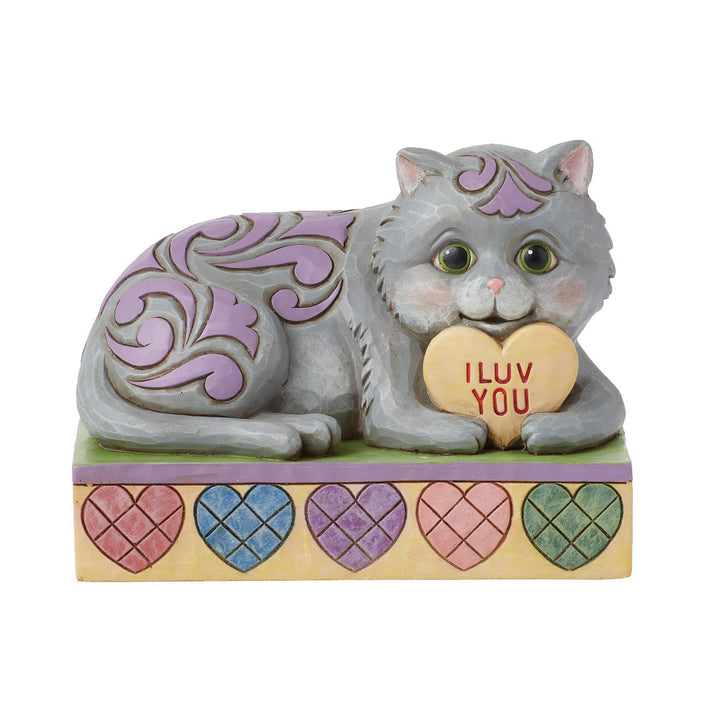 Jim Shore Sweethearts: Cat Laying With Message Heart Figurine sparkle-castle