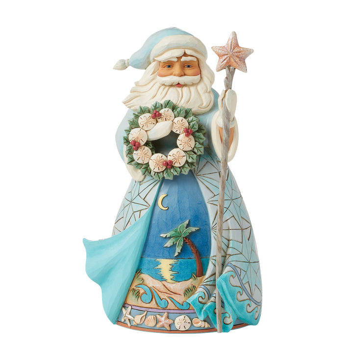 Jim Shore Heartwood Creek: Santa Holding Sand Dollar Wreath Figurine sparkle-castle