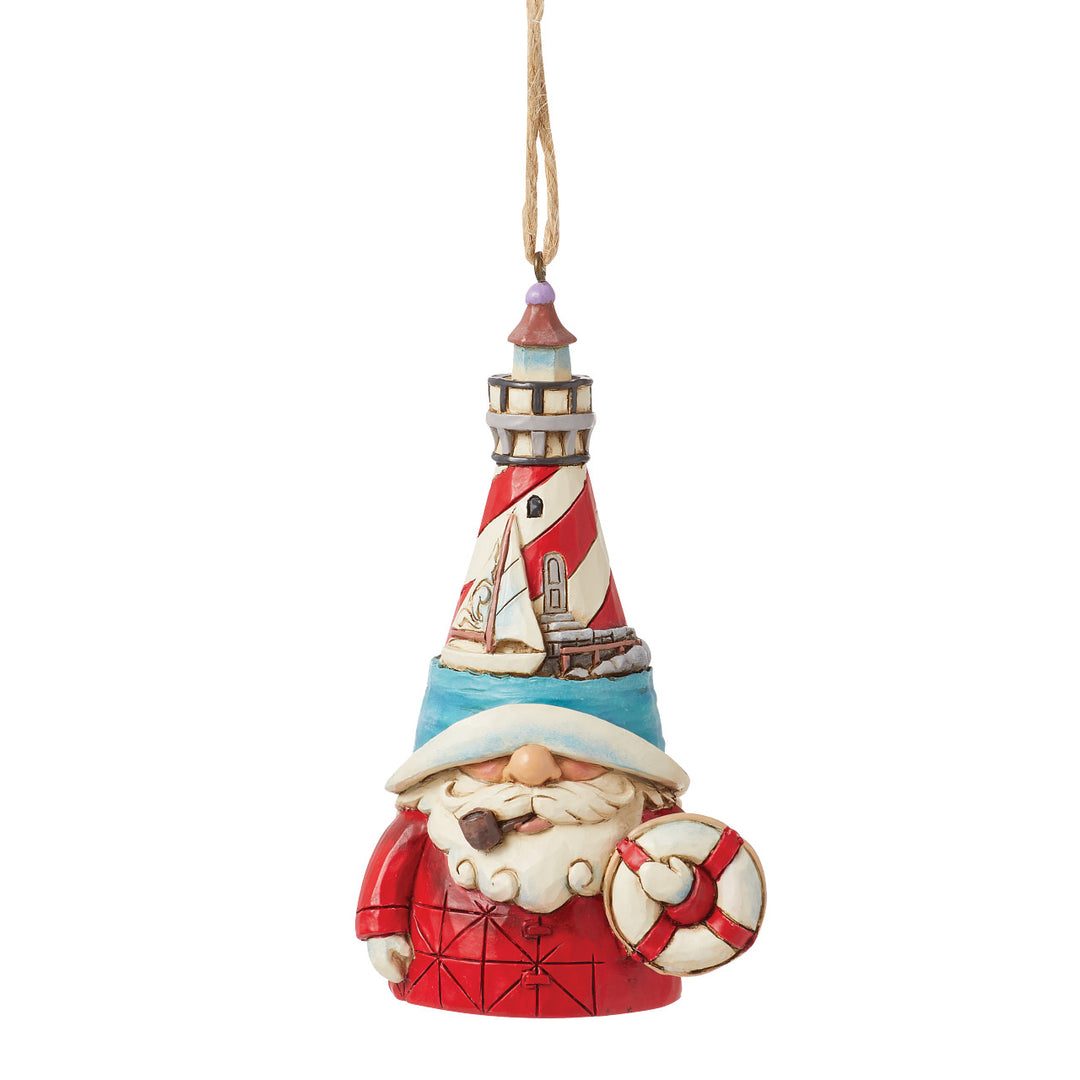 Jim Shore Heartwood Creek: Gnome with Lighthouse Hat Hanging Ornament sparkle-castle