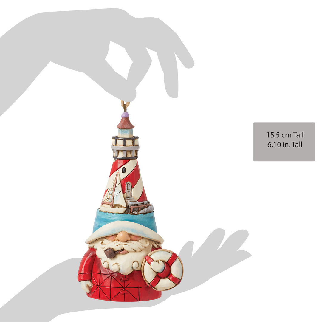 Jim Shore Heartwood Creek: Gnome with Lighthouse Hat Hanging Ornament sparkle-castle