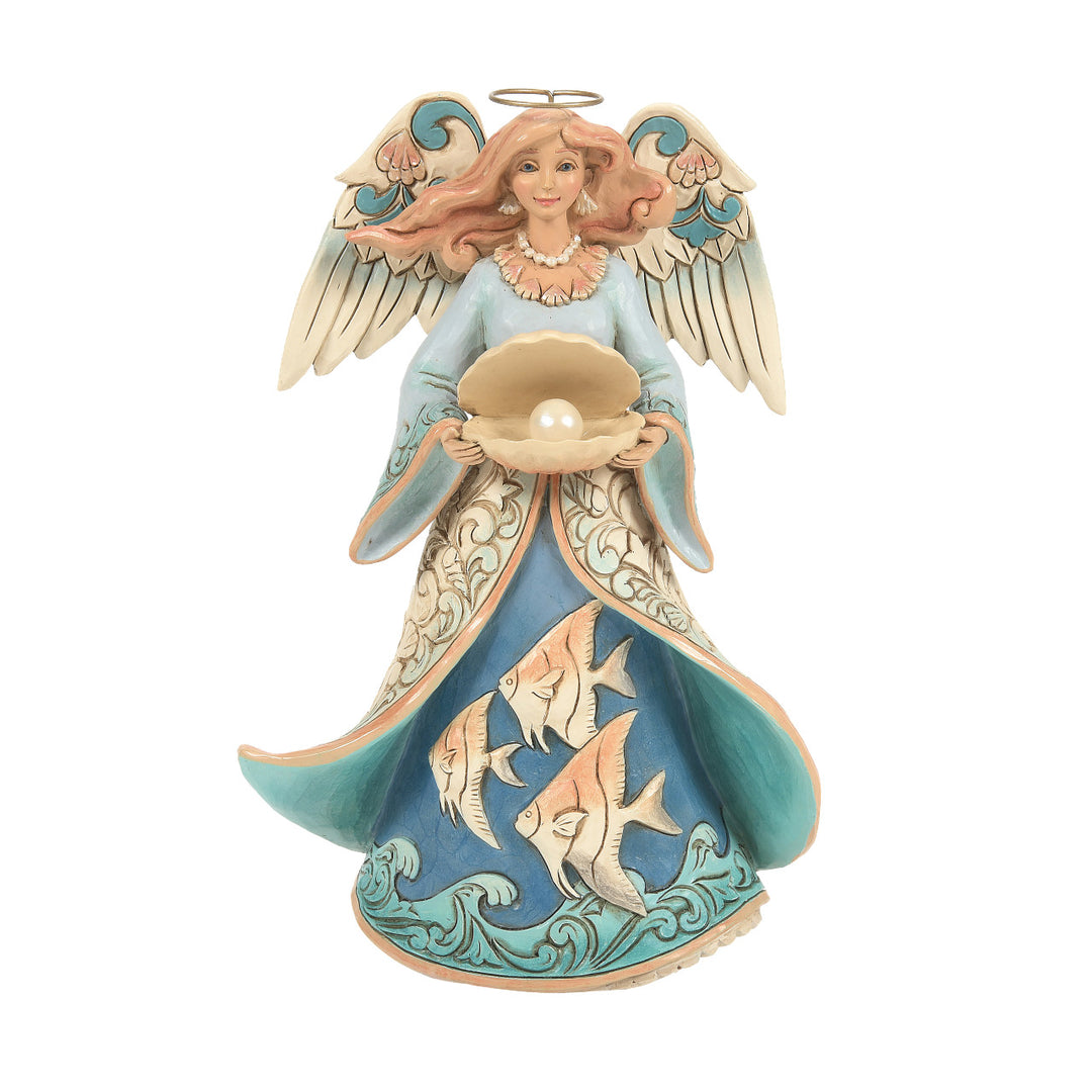 Jim Shore Heartwood Creek: Coastal Angel Holding Shell with Pearl Figurine sparkle-castle