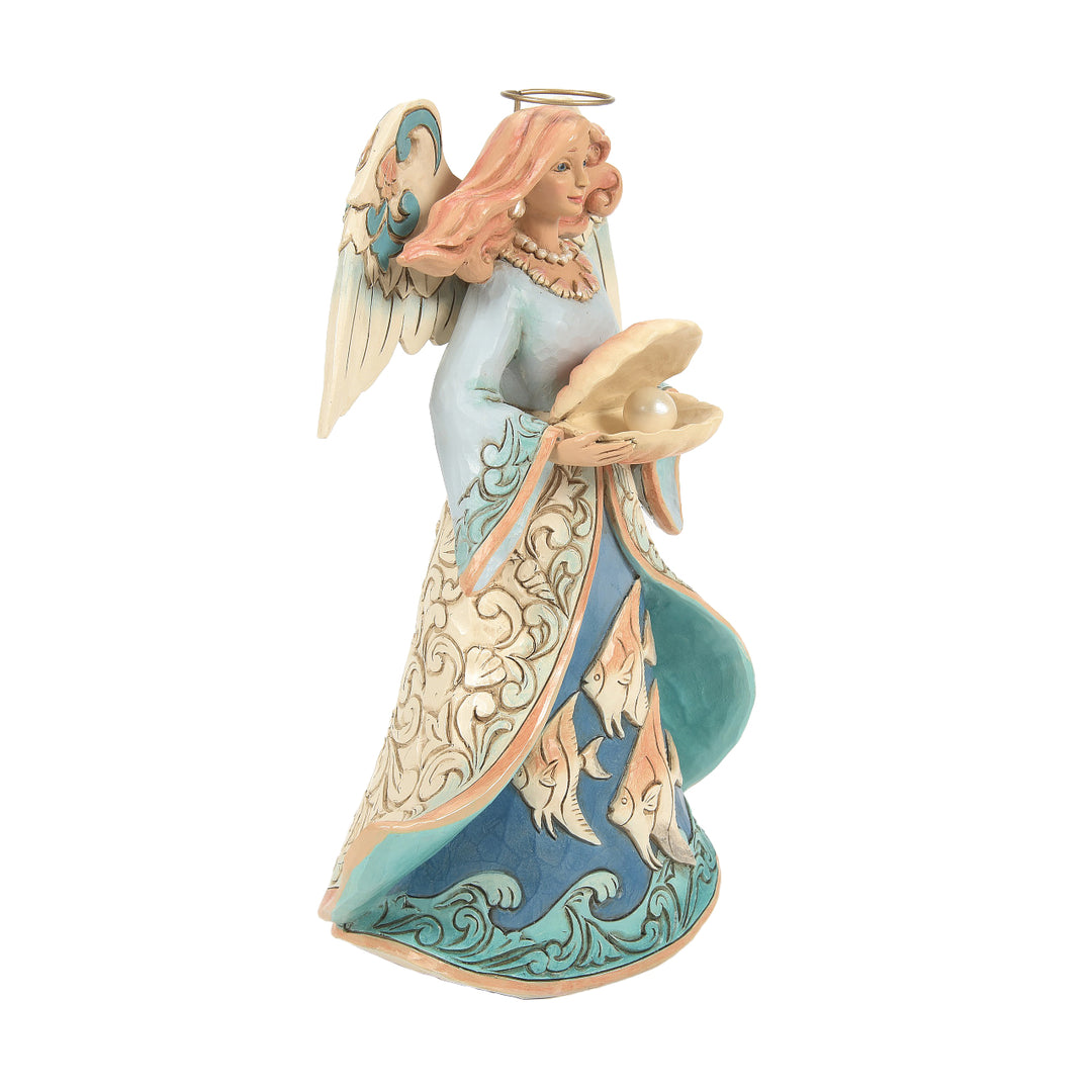 Jim Shore Heartwood Creek: Coastal Angel Holding Shell with Pearl Figurine sparkle-castle