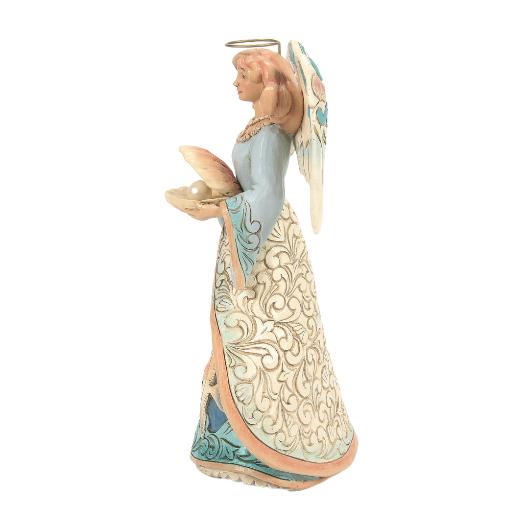 Jim Shore Heartwood Creek: Coastal Angel Holding Shell with Pearl Figurine sparkle-castle