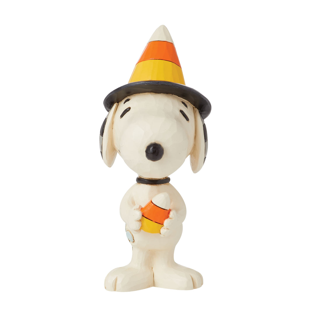 Jim Shore Peanuts: Snoopy with Candy Corn Hat Miniature Figurine sparkle-castle