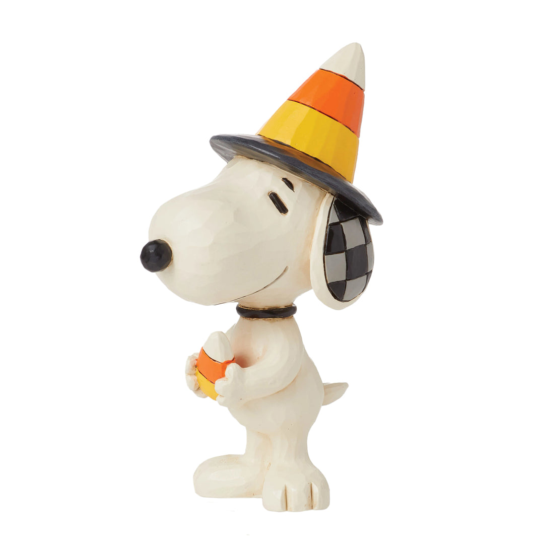 Jim Shore Peanuts: Snoopy with Candy Corn Hat Miniature Figurine sparkle-castle