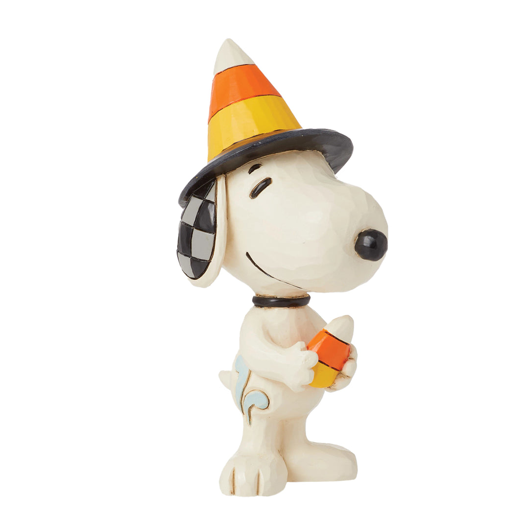 Jim Shore Peanuts: Snoopy with Candy Corn Hat Miniature Figurine sparkle-castle