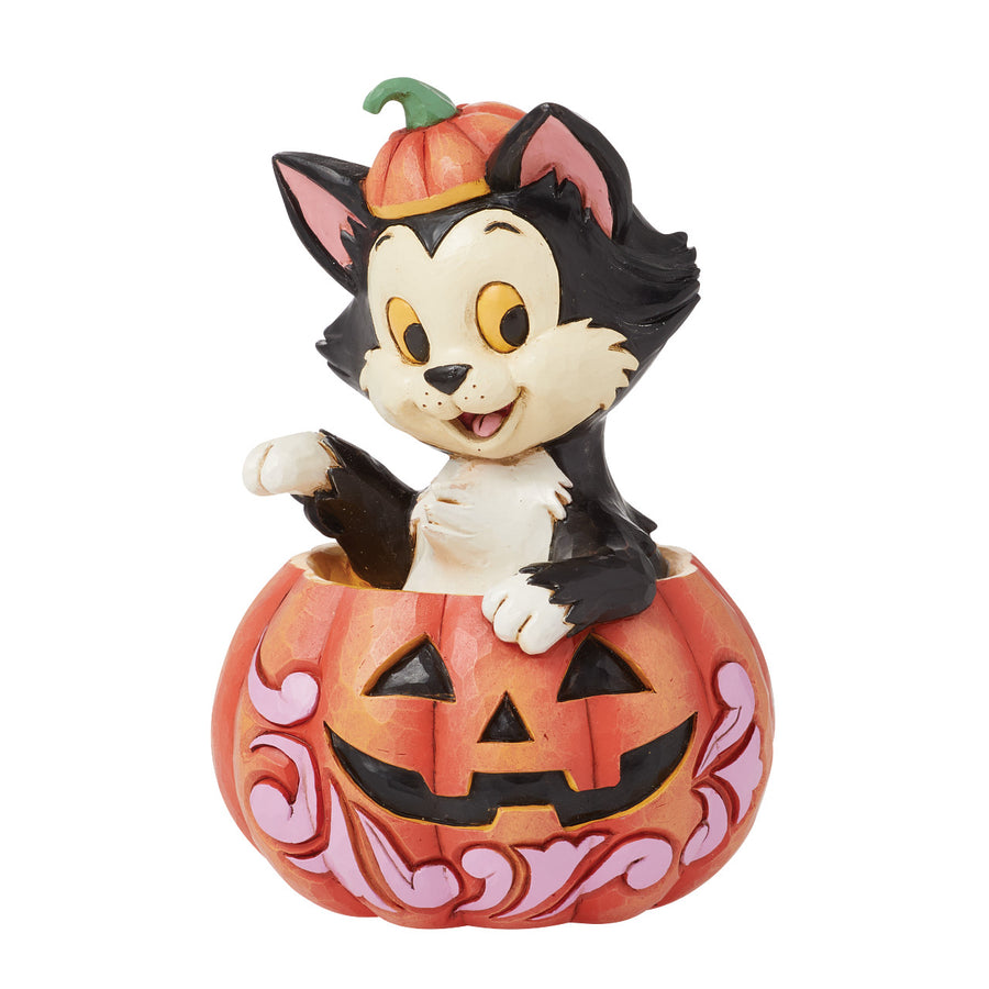 Jim Shore Disney Traditions: Figaro In Jack-O-Lantern Miniature Figurine sparkle-castle