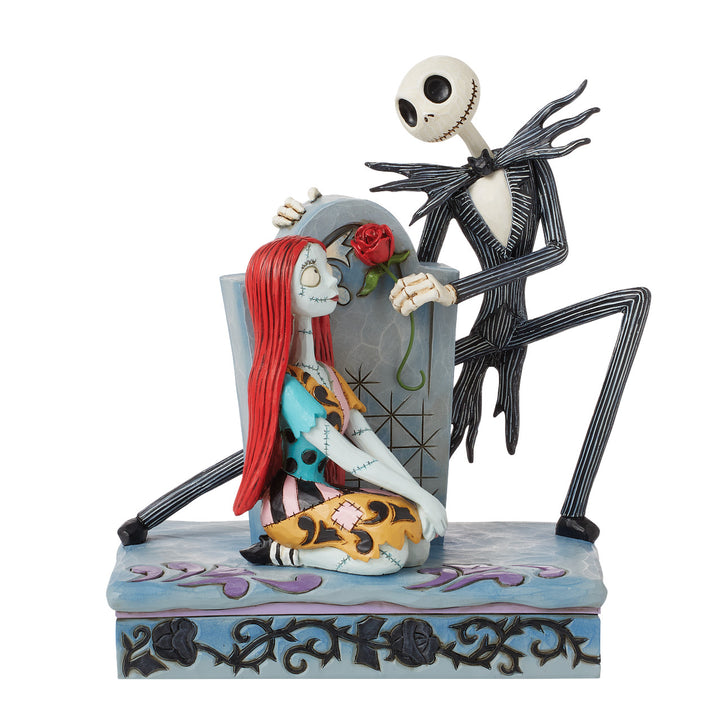 Jim Shore Disney Traditions: Jack & Sally Gravestone Figurine sparkle-castle