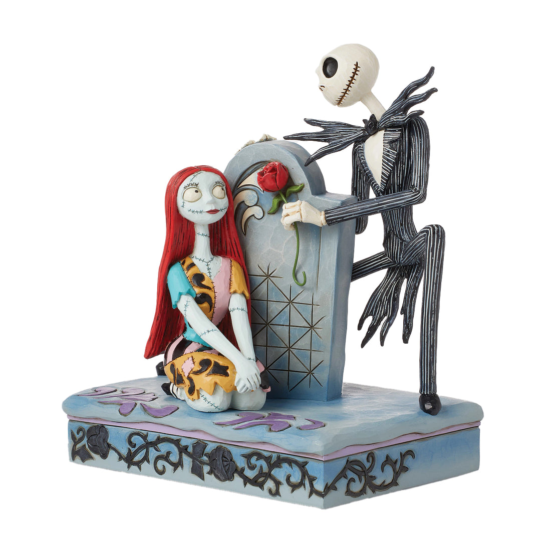 Jim Shore Disney Traditions: Jack & Sally Gravestone Figurine sparkle-castle